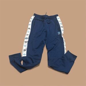 Adidas Kids Navy Joggers with White Stripes
